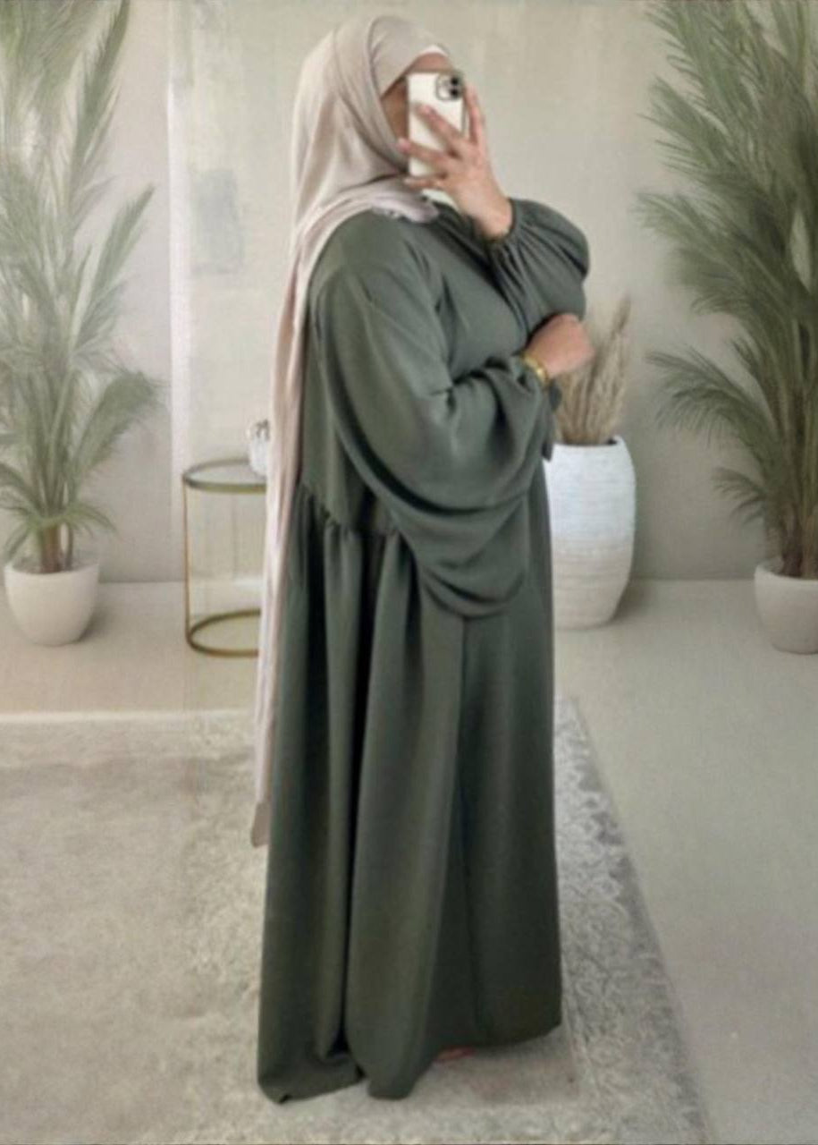 MARYAM BALLOON SLEEVE ABAYA | SLASH GRAY