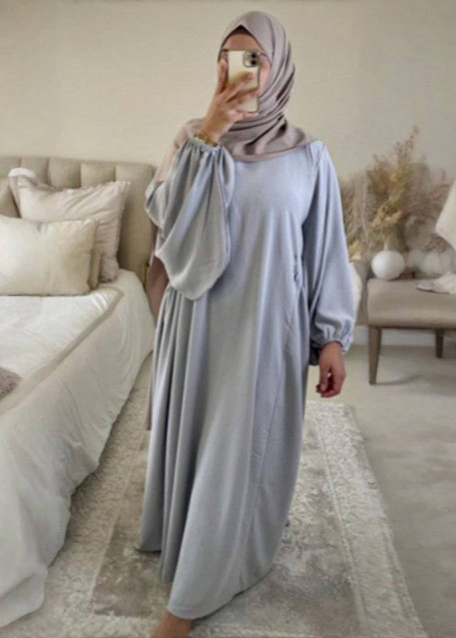 MARYAM BALLOON SLEEVE ABAYA | SAND GREY