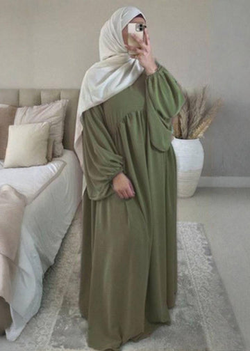 MARYAM BALLOON SLEEVE ABAYA | GREEN