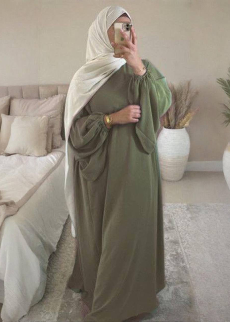 MARYAM BALLOON SLEEVE ABAYA | GREEN
