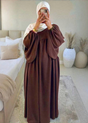 MARYAM BALLOON SLEEVE ABAYA | COFFEE