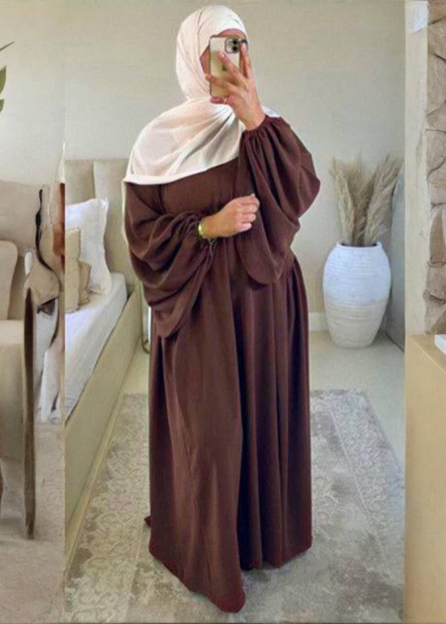 MARYAM BALLOON SLEEVE ABAYA | COFFEE