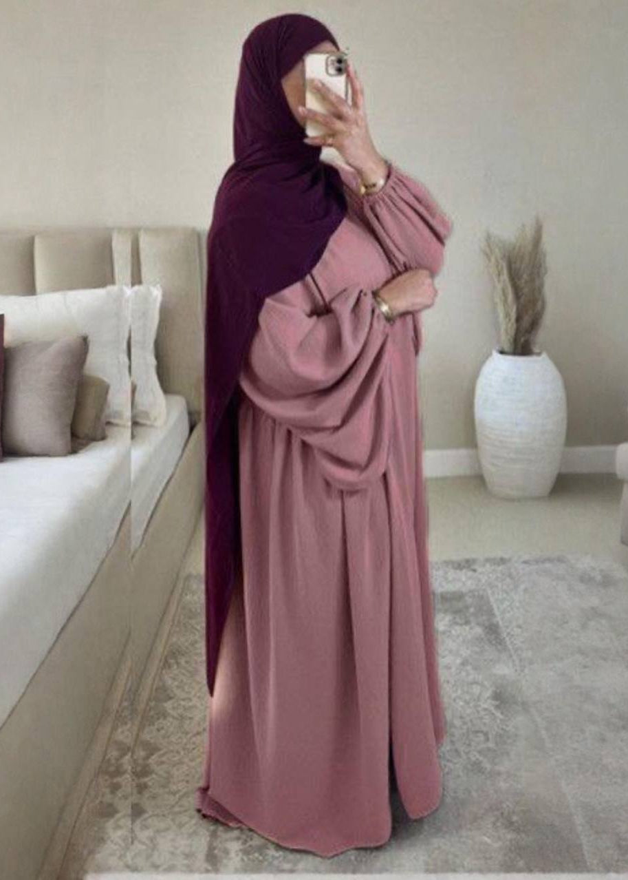 MARYAM BALLOON SLEEVE ABAYA | FLAMINGO
