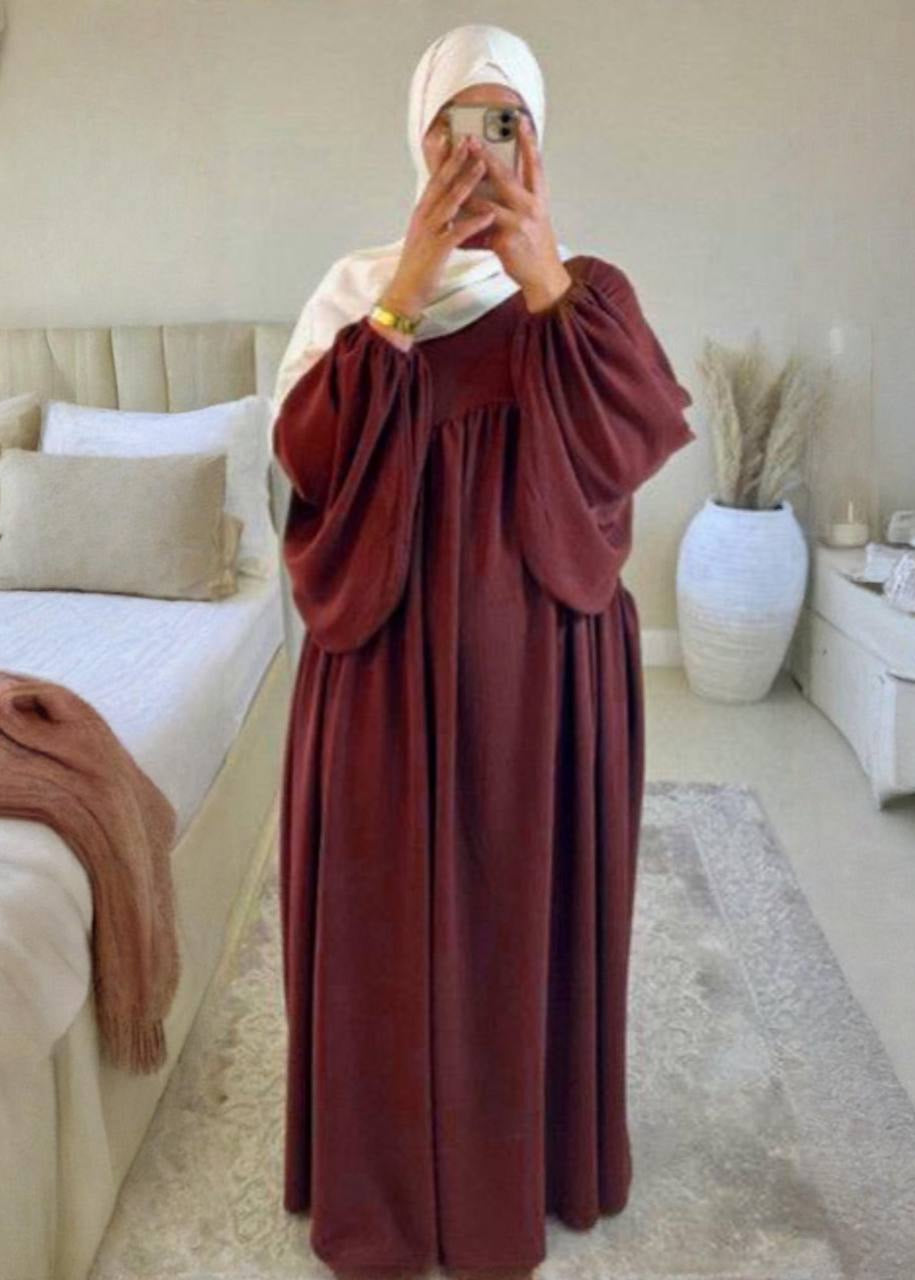 MARYAM BALLOON SLEEVE ABAYA | MAROON