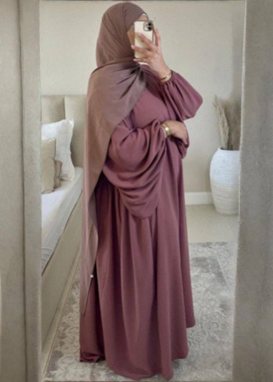 MARYAM BALLOON SLEEVE ABAYA | DUSTY PINK