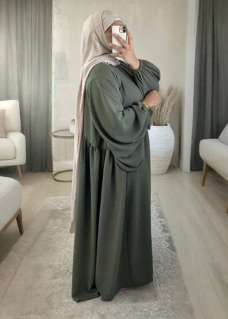 MARYAM BALLOON SLEEVE ABAYA | OLIVE