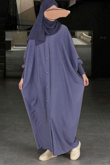 SHAZIYA BUTTON KAFTAN ABAYA | GRAY