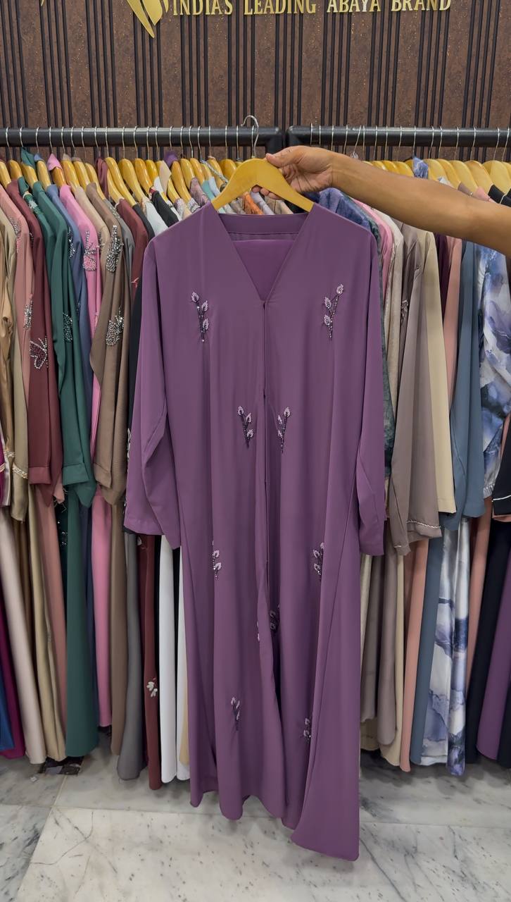 MEHAK FRONT OPEN ABAYA | PURPLE