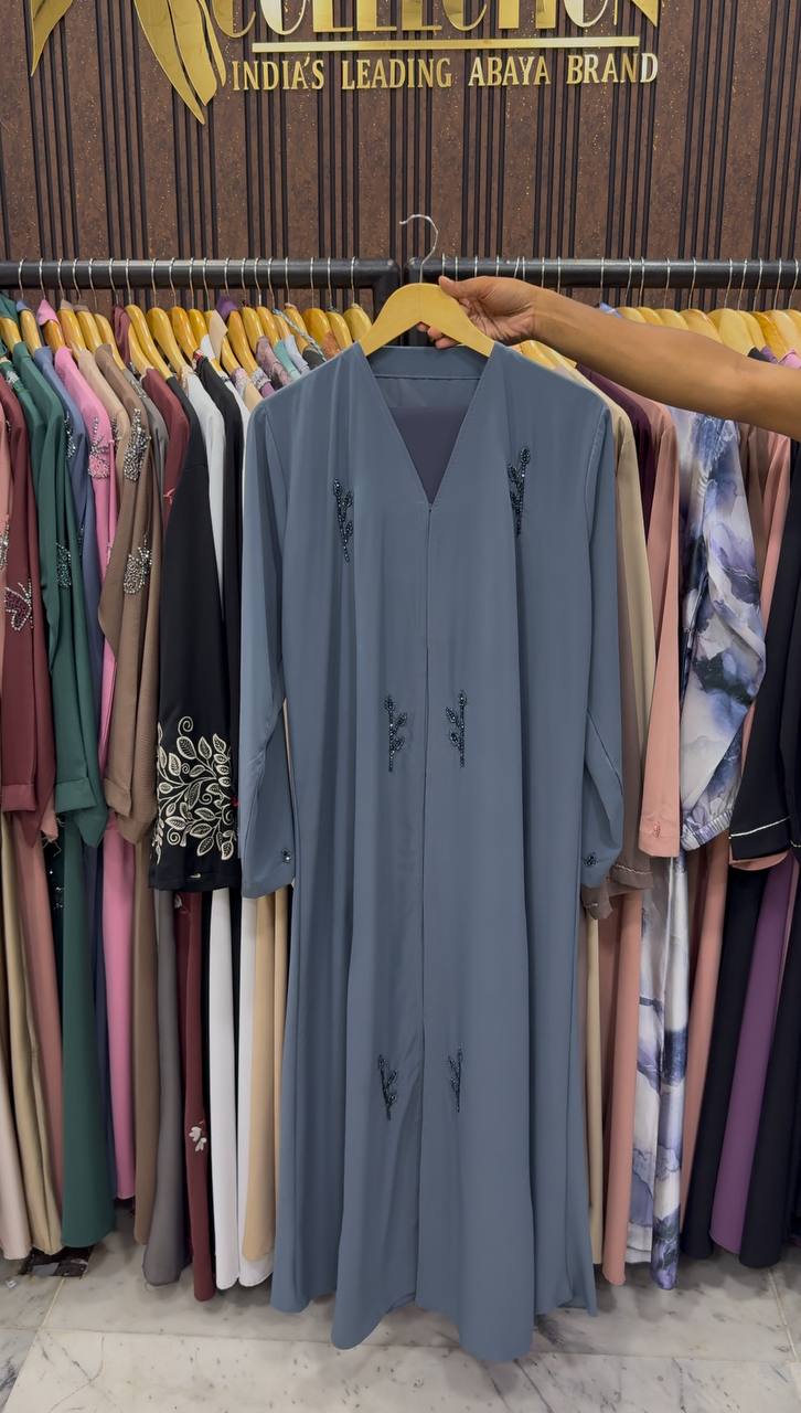 MEHAK FRONT OPEN ABAYA | GRAY