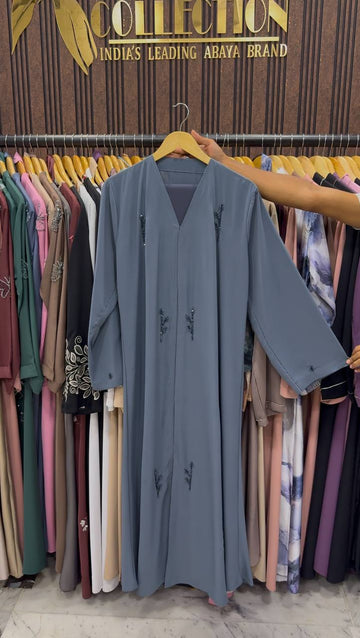 MEHAK FRONT OPEN ABAYA | GRAY