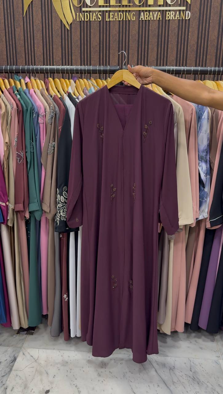 MEHAK FRONT OPEN ABAYA | WINE