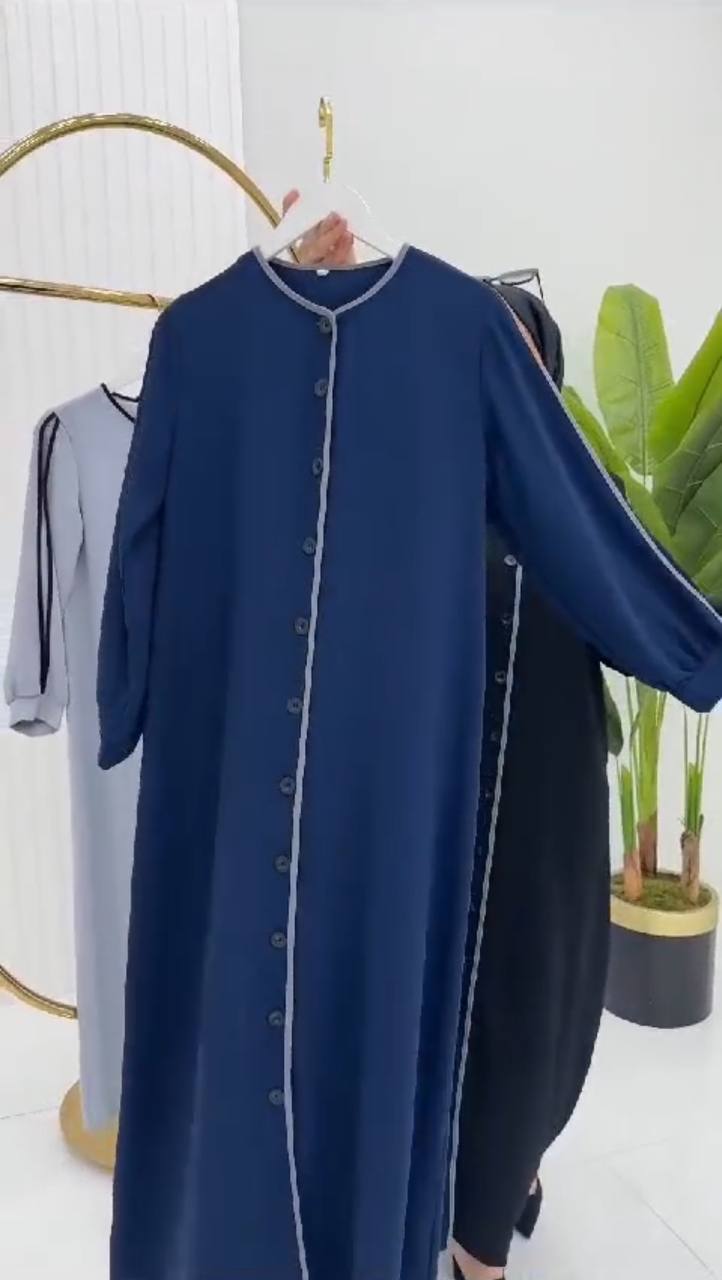 NIMA FRONT OPEN ABAYA  | BLUE
