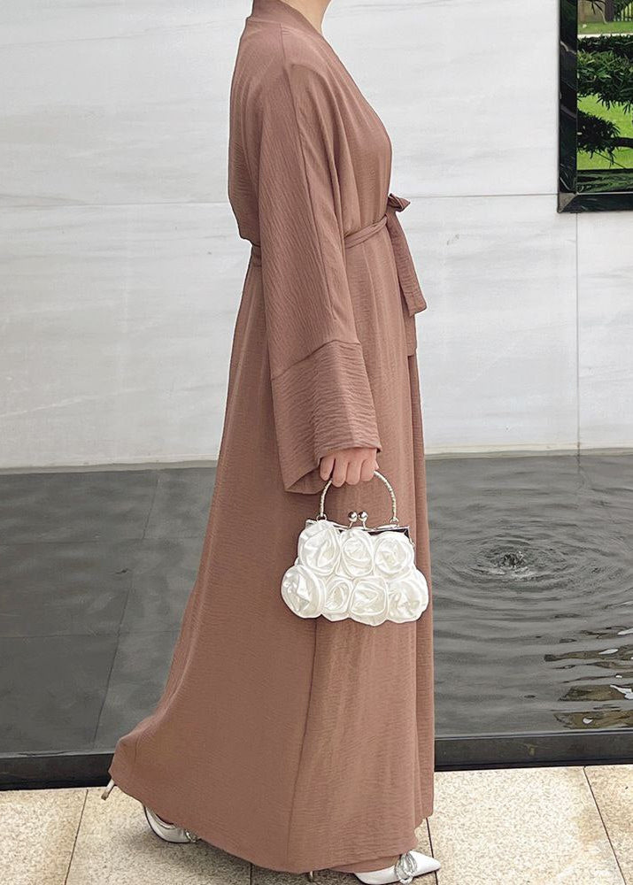 DUBAI CRUSH DOUBLE SHRUG ABAYA | DARK NUDE