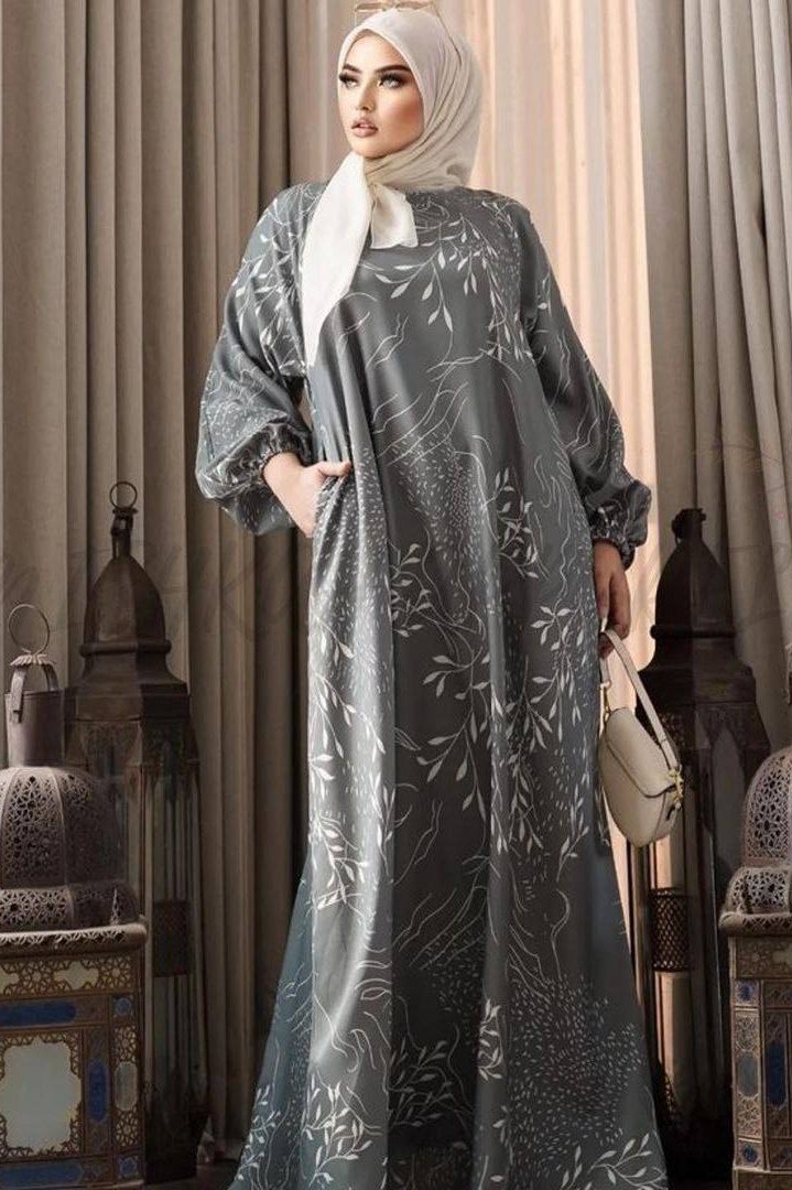 ALIZA PRINTED ABAYA | GRAY