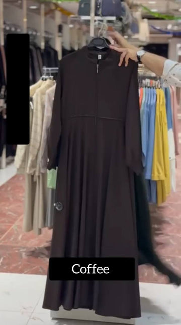 BARIRA FRONT OPEN ABAYA | COFFEE