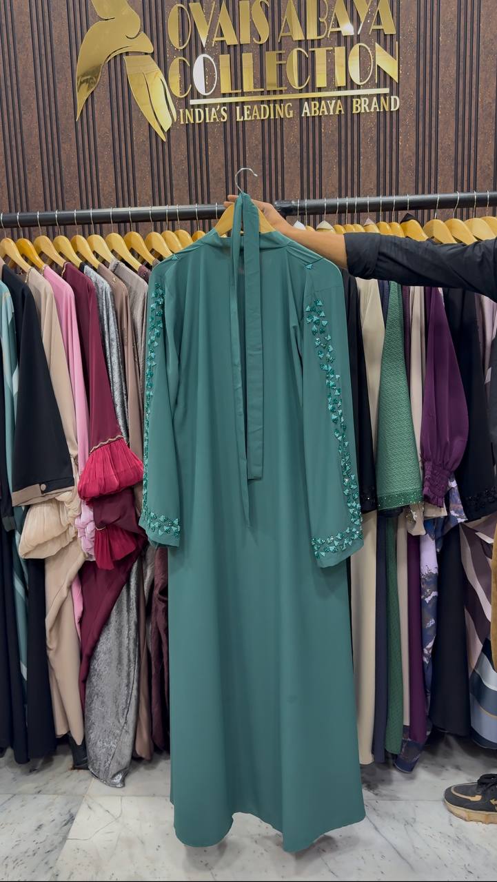 AL-HANA FRONT OPEN ABAYA | SEA GREEN