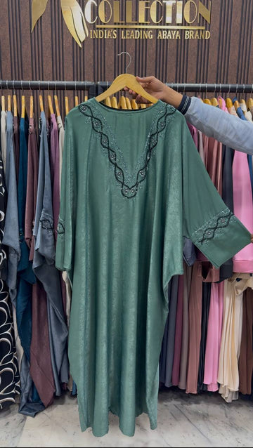 GULAFSHA HANDWORK ABAYA | SEA GREEN