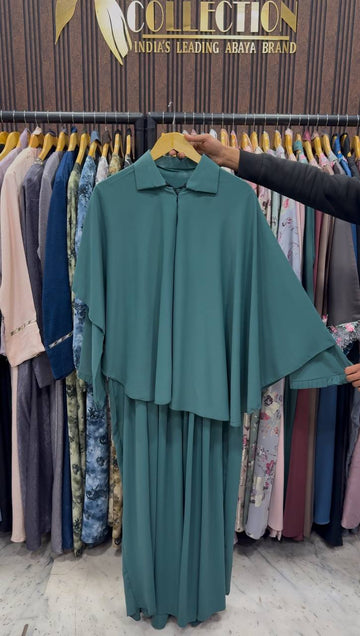 HABIBI CAP ABAYA | SEA GREEN