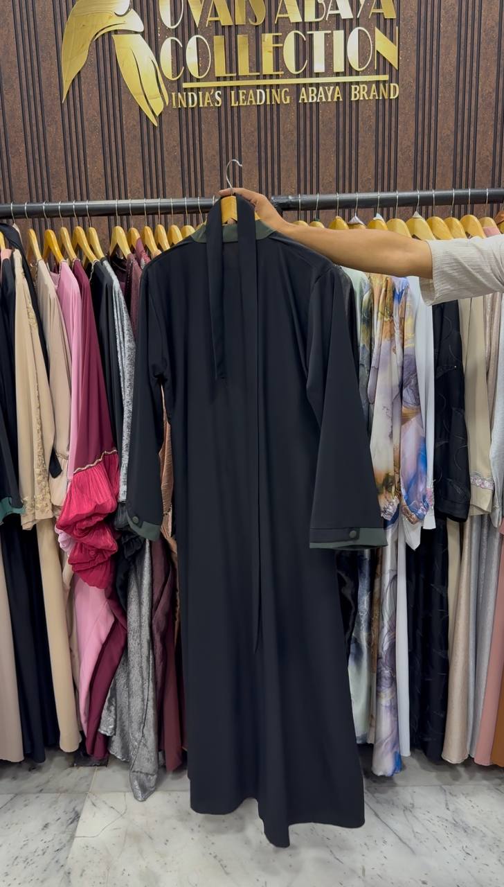KEHKASHA DOUBLE SHRUG ABAYA | GREEN