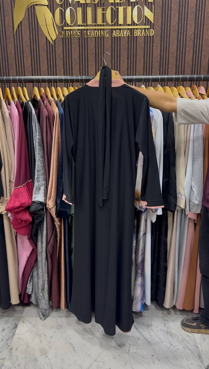 KEHKASHA DOUBLE SHRUG ABAYA | PEACH