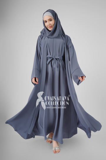 ANAM DOUBLE SHRUG ABAYA | GRAY