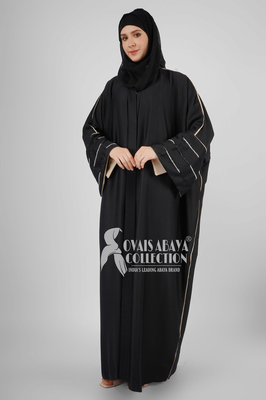 ALISHA HANDWORK KAFTAN ABAYA | BLACK