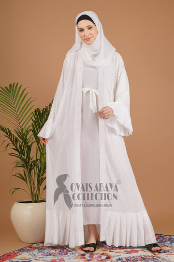 SPL WHITE EMBOS DOUBLE SHRUG ABAYA | WHITE