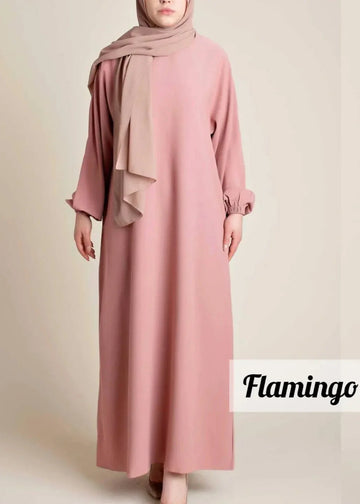 BASIC LASTIC SLEEVE ABAYA | FLAMINGO