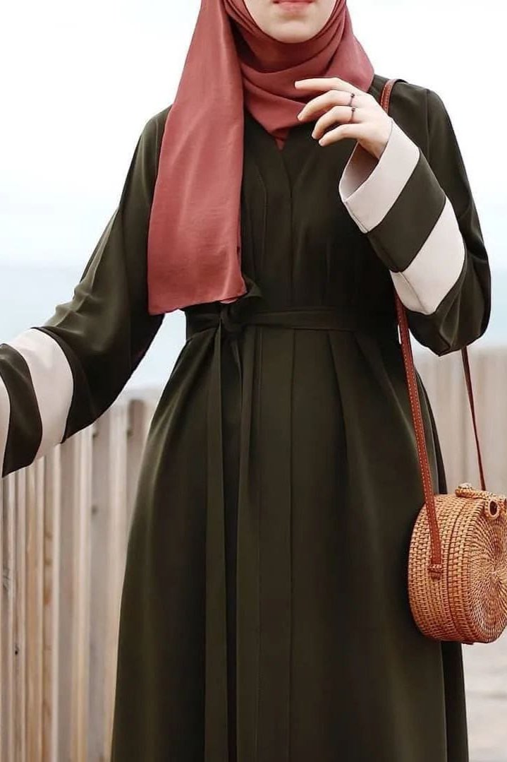 HAIMA FRONT OPEN ABAYA | BROWN