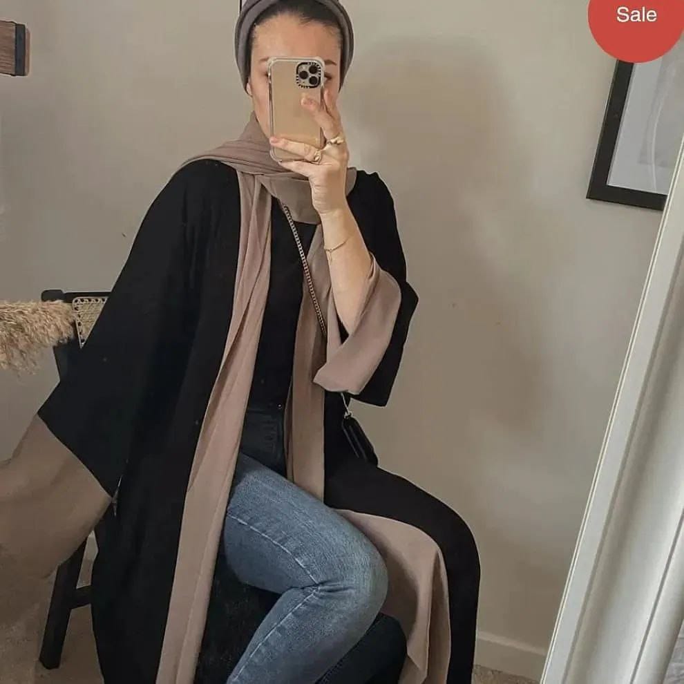 IMPORTED KIMONO ABAYA | BLACK TO GOLDEN