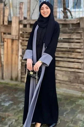 IMPORTED KIMONO ABAYA | BLACK TO GRAY