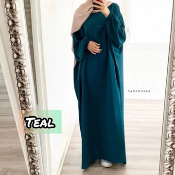 Teal Lastic Sleeve Abaya ( New - Edition )