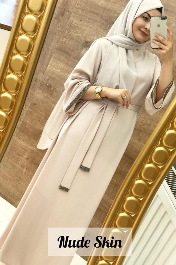 ZAINAB STONE LACE ABAYA | NUDE SKIN