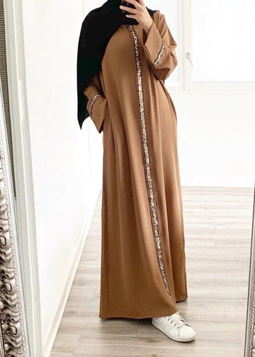 LAIBA STONE LACE ABAYA | COPPER