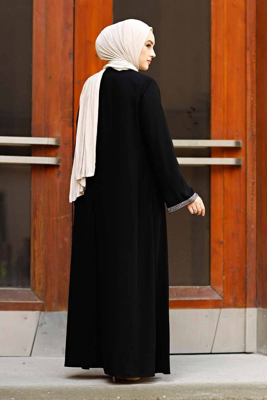 SAIRA ZIPPER ABAYA | BLACK