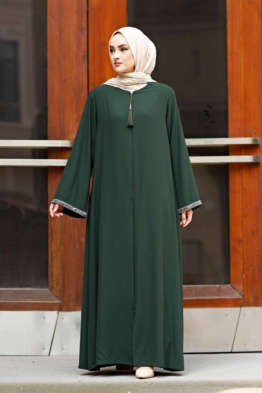 SAIRA ZIPPER ABAYA | OLIVE