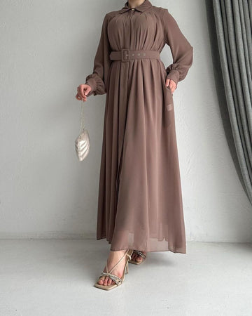 NOOR FRONT OPEN ABAYA | MOCHA BROWN
