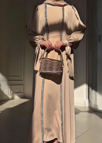 BISMA DOUBLE SHRUG ABAYA | NUDE