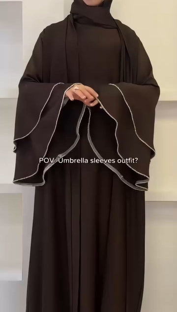 AL-NUHA DOUBLE SHRUG ABAYA | BROWN