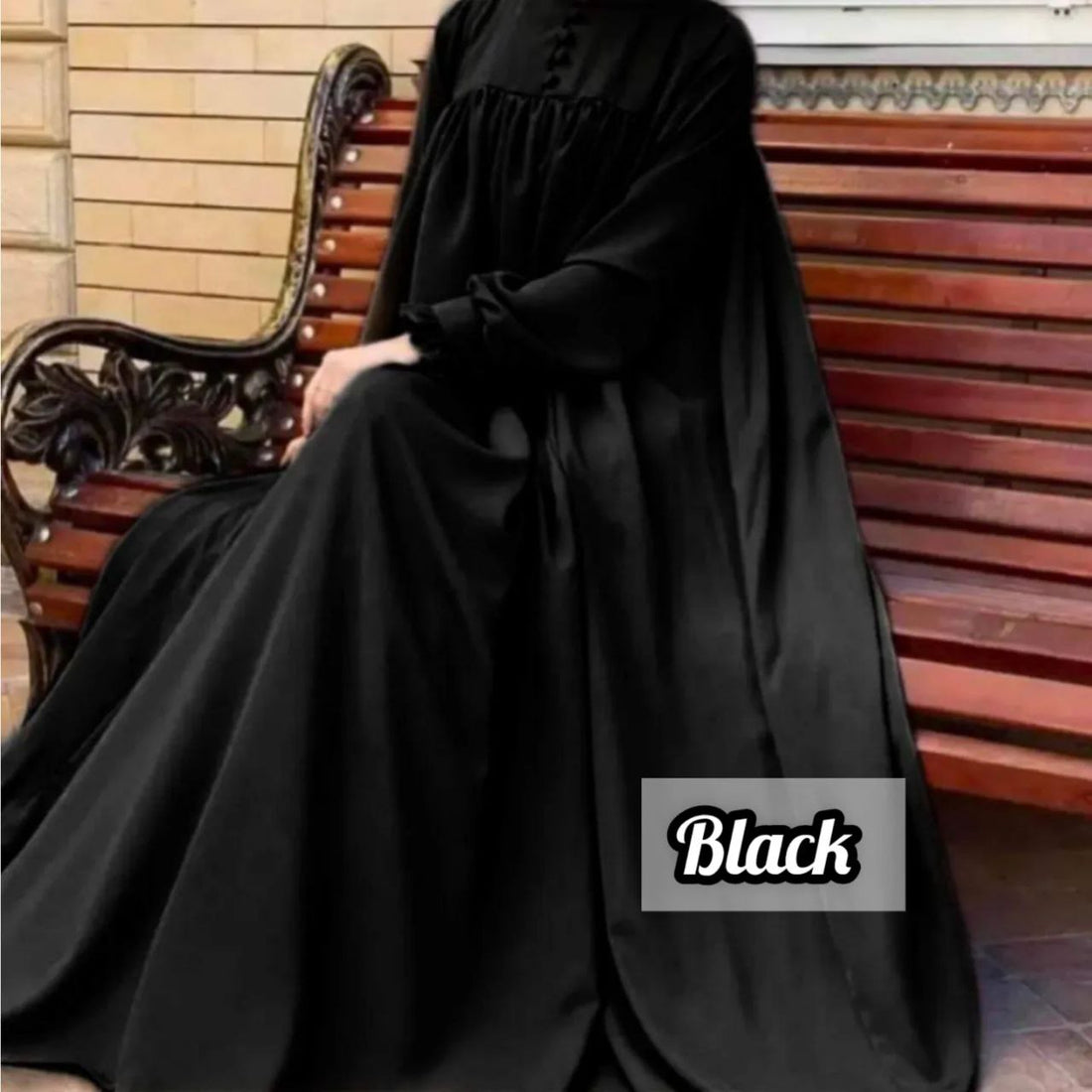 NEW COLLAR PLATES ABAYA | BLACK