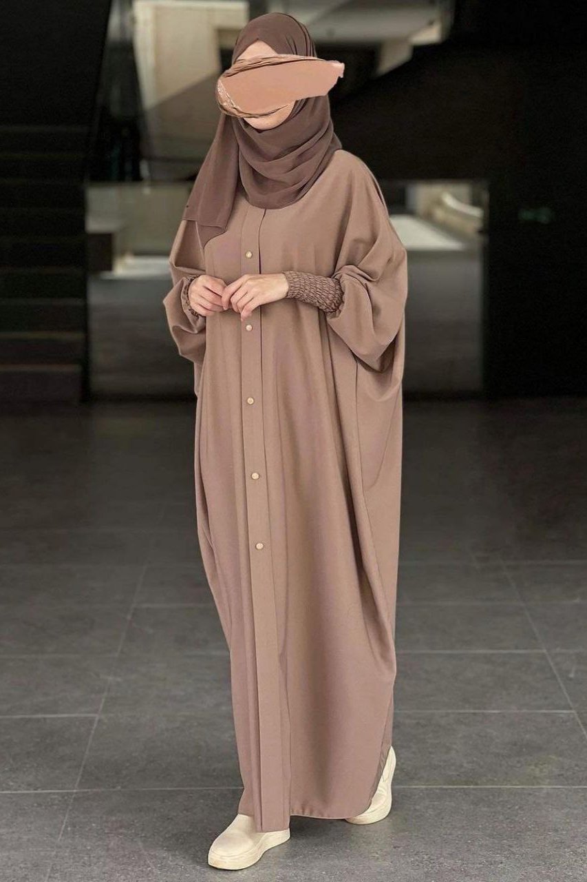 SHAZIYA BUTTON KAFTAN ABAYA | GHESTNUT LITE