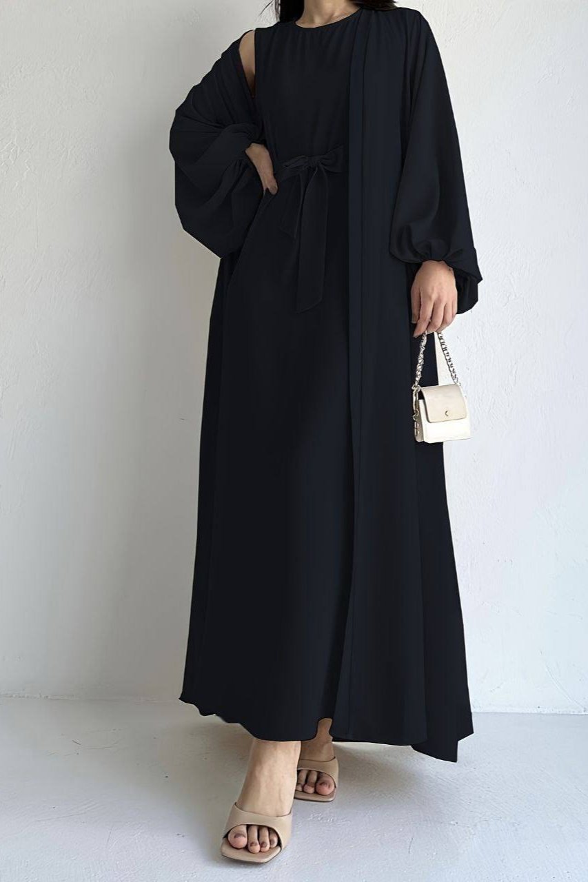 EBRAH DOUBLE SHRUG ABAYA | BLACK