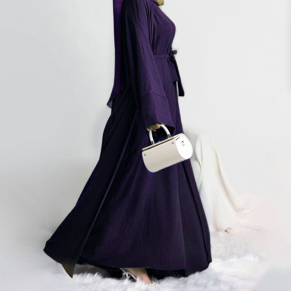 DUBAI CRUSH DOUBLE SHRUG ABAYA | PURPLE