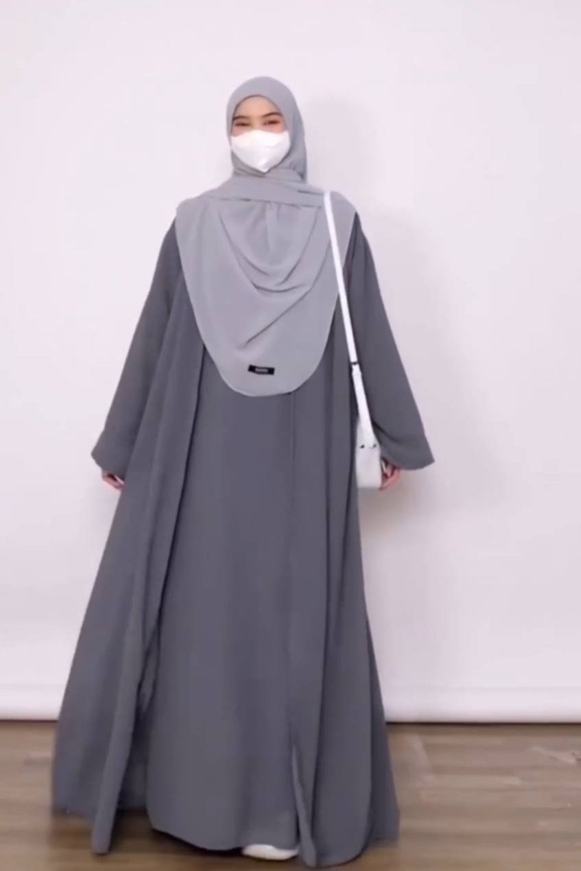 ANAM DOUBLE SHRUG ABAYA | GRAY