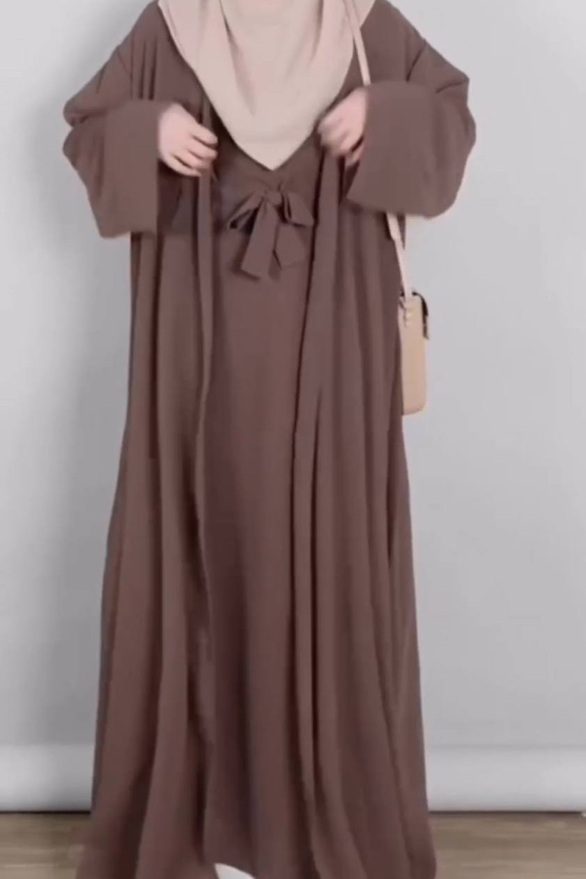 ANAM DOUBLE SHRUG ABAYA | MOCHA BROWN