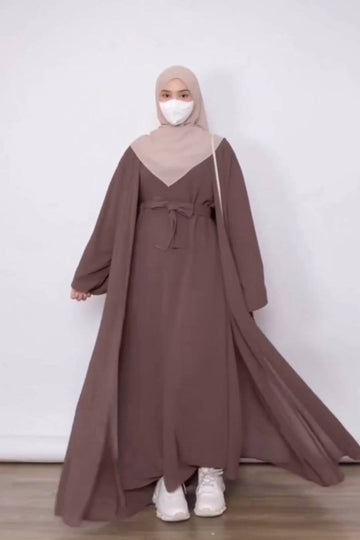ANAM DOUBLE SHRUG ABAYA | MOCHA BROWN