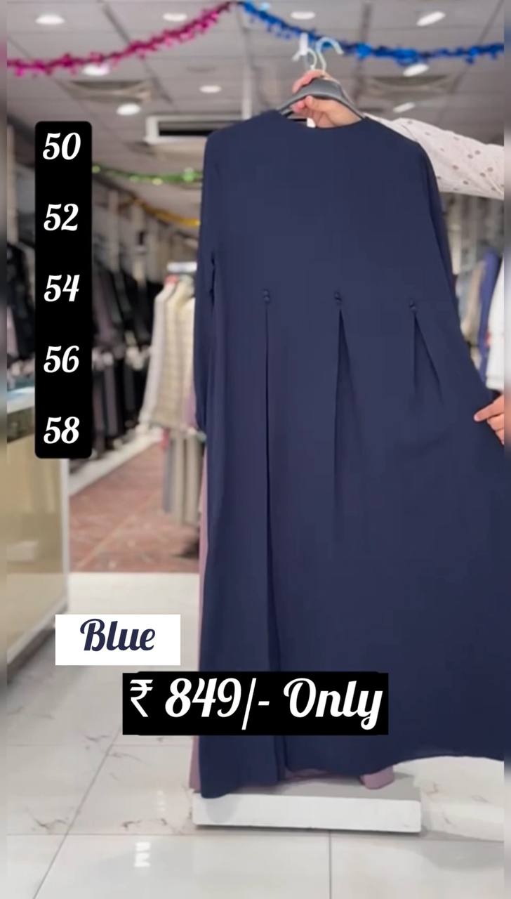 KULSUM FRONT OPEN ABAYA | BLUE