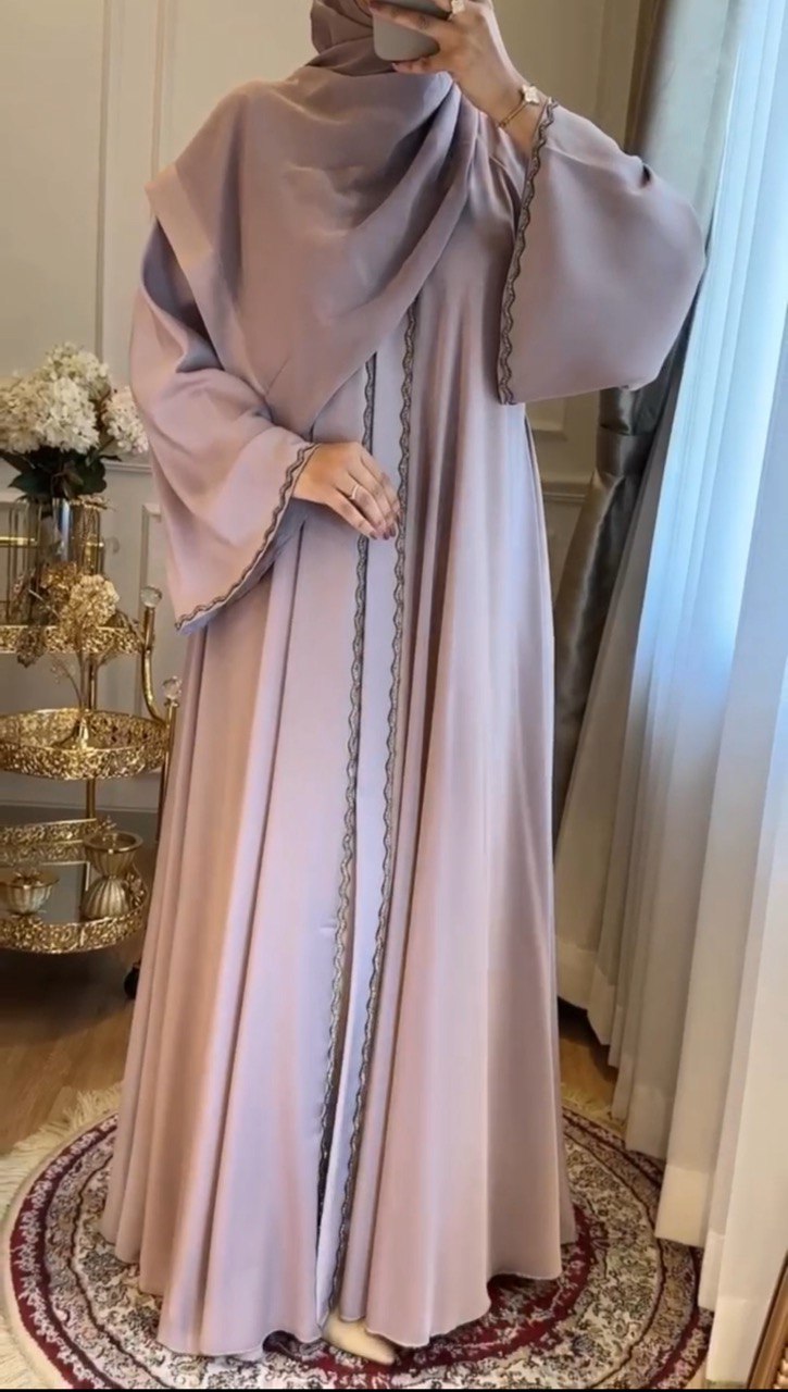 ZAHRA STONE LACE ABAYA | NUDE