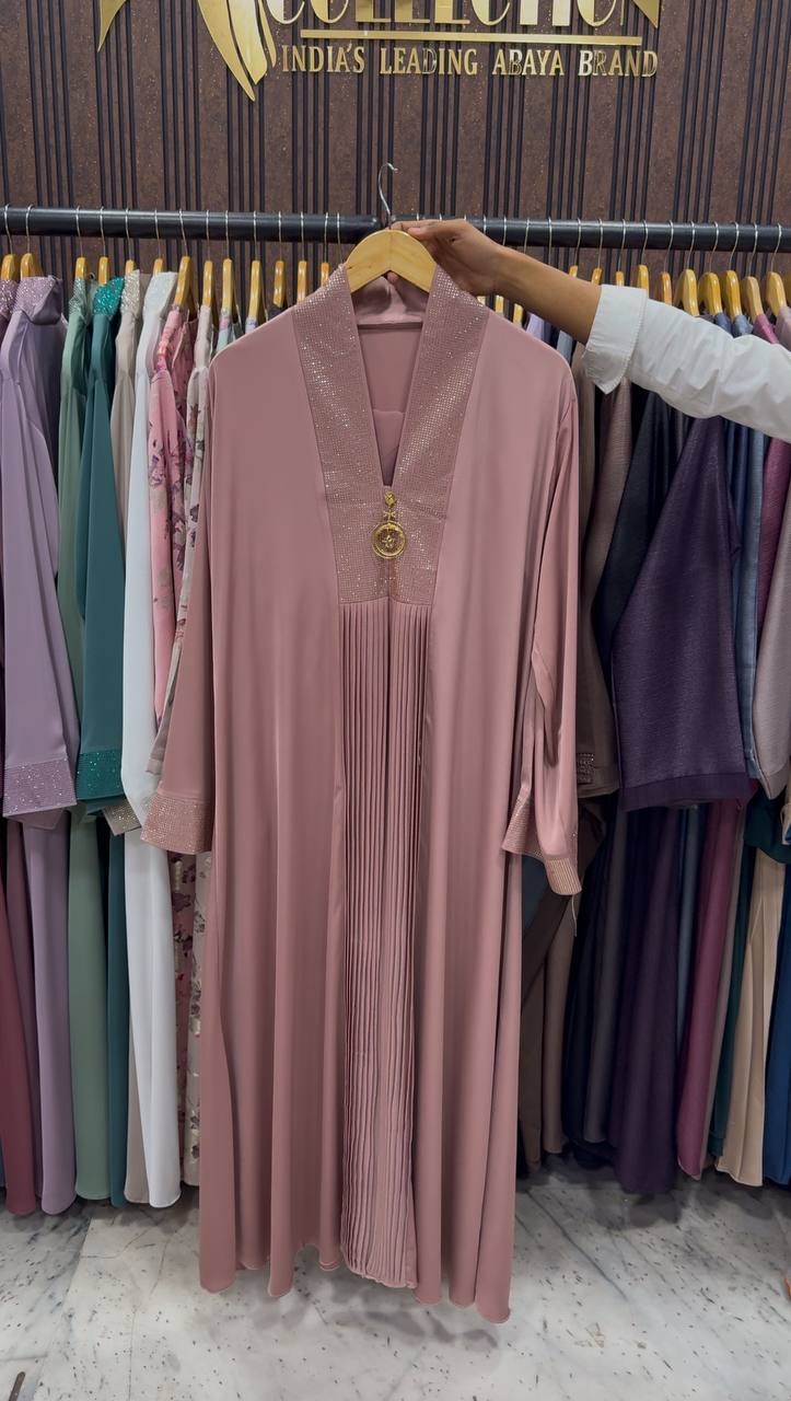 URMISH STONE WORK ABAYA | PEACH
