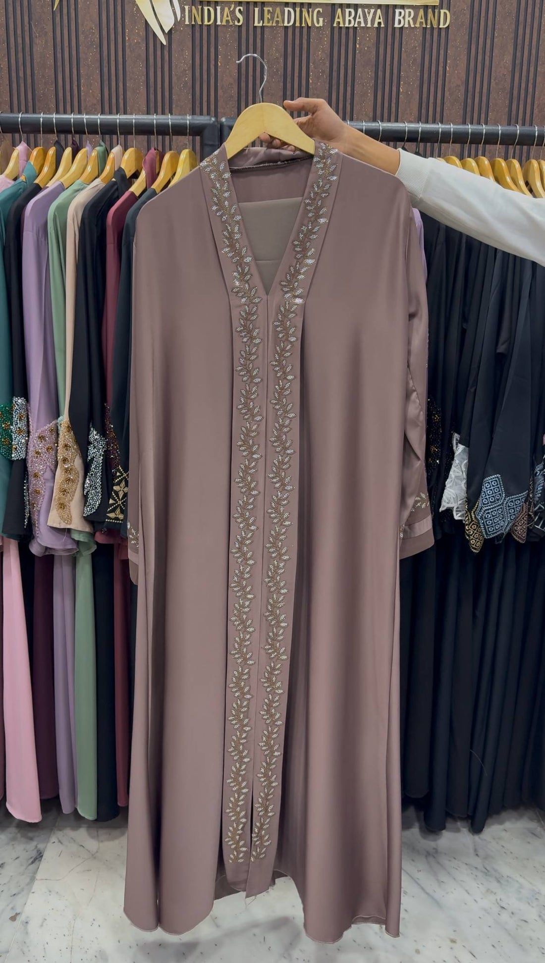 HEENA STONEWORK ABAYA | DUSTY PINK
